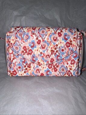 Patterned Floral Envelope Crossbody Bag - Pink, Red & Blue
